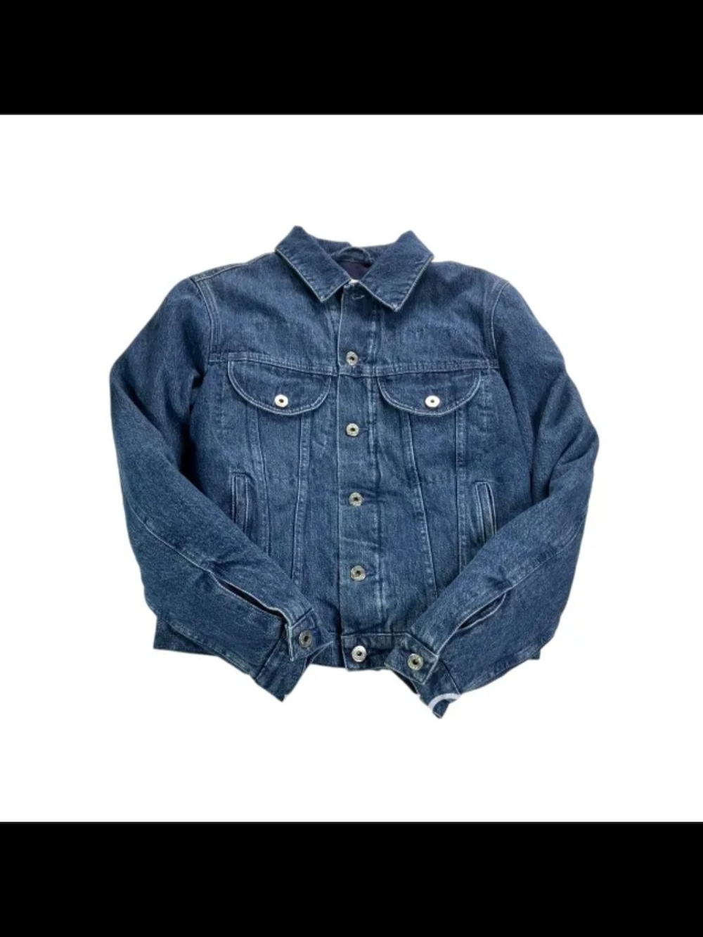 Off-White Blue Denim Jacket - Cobalt Blue with Embossed Leather Logo On Back